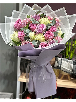 Pembe ve Beyaz Gl Buketi